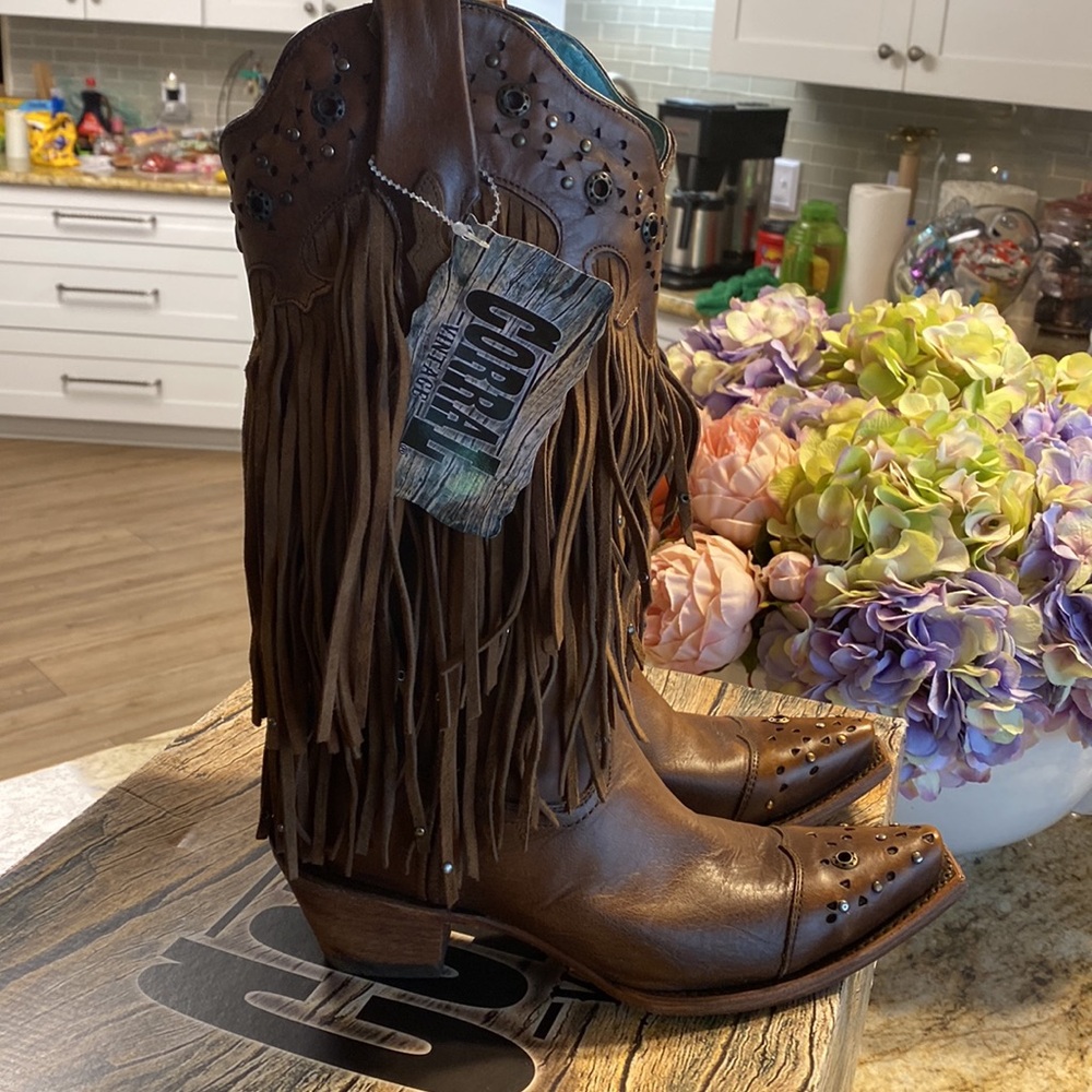 Corral brown fringe boots, size 9, brand new with tags - Picture 2 of 10